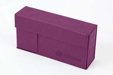 TOYGER DeckSlimmer Purple front view shows a slim, portable deck box for travel.