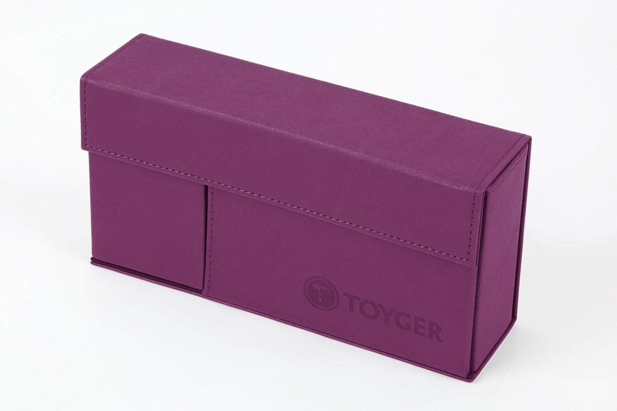 TOYGER DeckSlimmer Purple front view shows a slim, portable deck box for travel.
