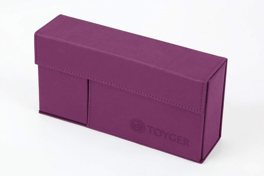 TOYGER DeckSlimmer Purple front view shows a slim, portable deck box for travel.