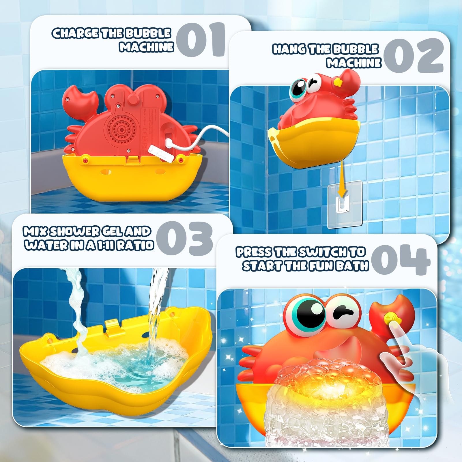 Toyjolka LED lights can be turned off for bubble-only play.