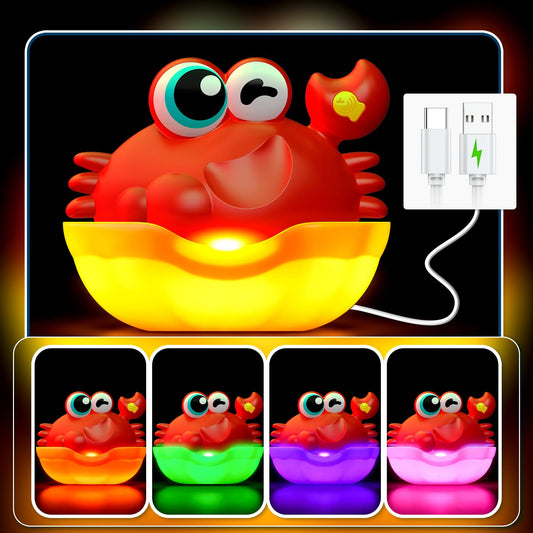 Toyjolka crab bath toy with LED bubble display captivates kids during bath time.