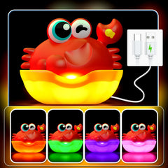 Toyjolka crab bath toy with LED bubble display captivates kids during bath time.
