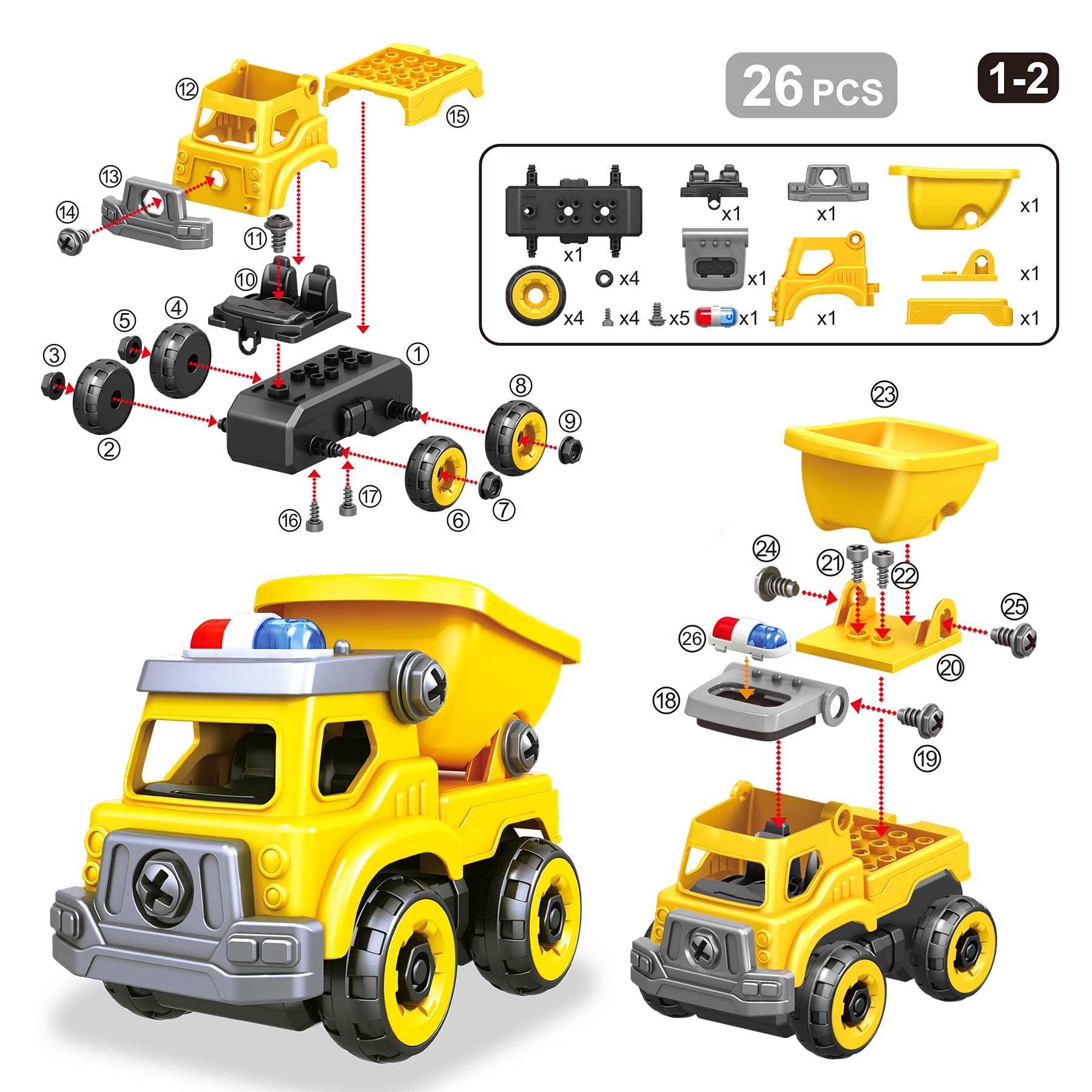 Toyk 4-in-1 take apart excavator supporting fine motor skills
