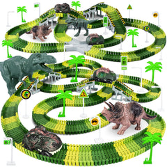 Toyk dinosaur world track set shown for imaginative play and race options