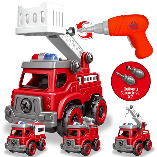 Toyk fire-engine drill assembly enhances hands-on learning and creativity.