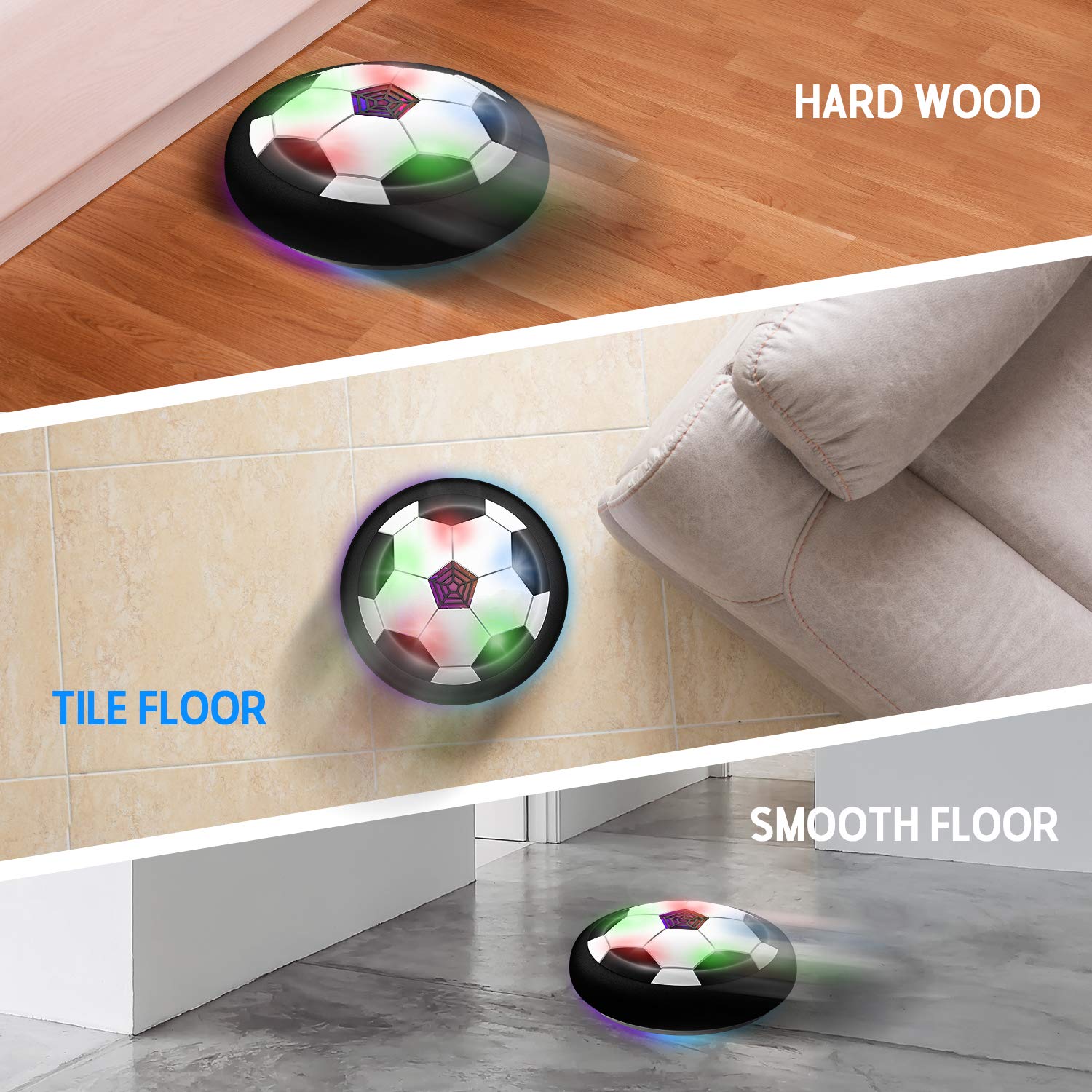Toyk LED hover soccer ball with colorful lights enhancing multiplayer play
