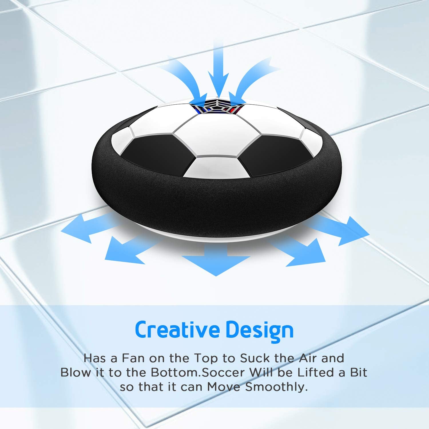 Toyk LED hover soccer ball in use by kids during a daytime game