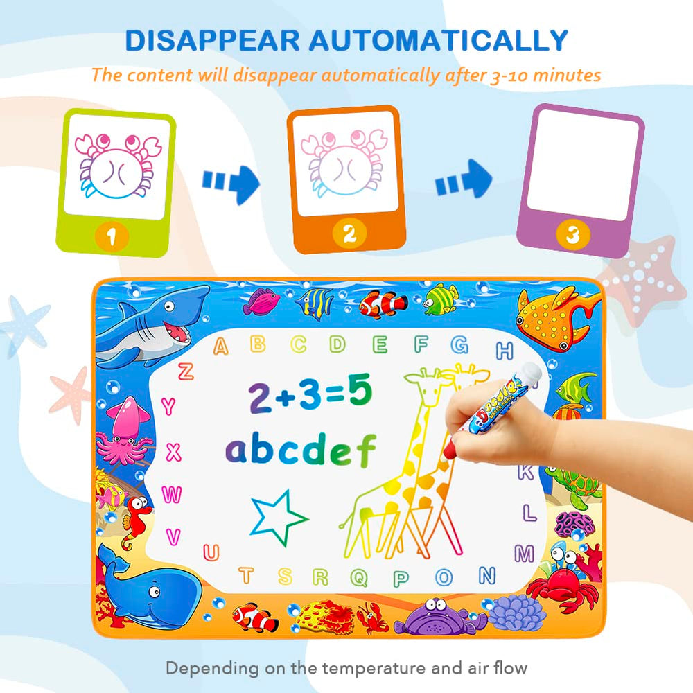Toyk Water Doodle Mat back material keeps play tidy.