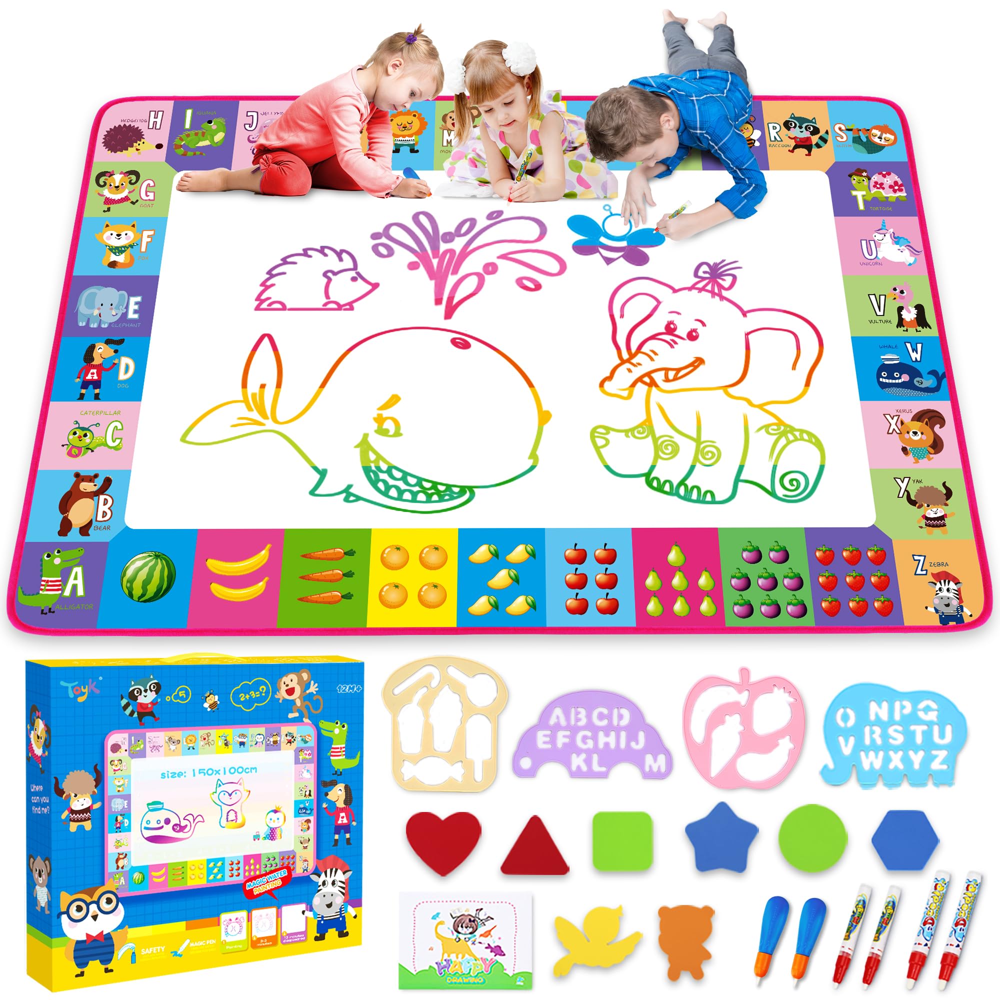 Toyk Water Doodle Mat pink cover showing a mess-free art surface