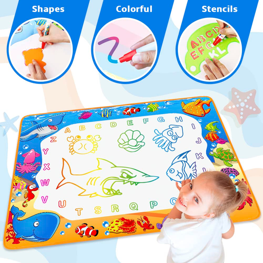 Toyk Water Doodle Mat travel-friendly design supports doodling anywhere.