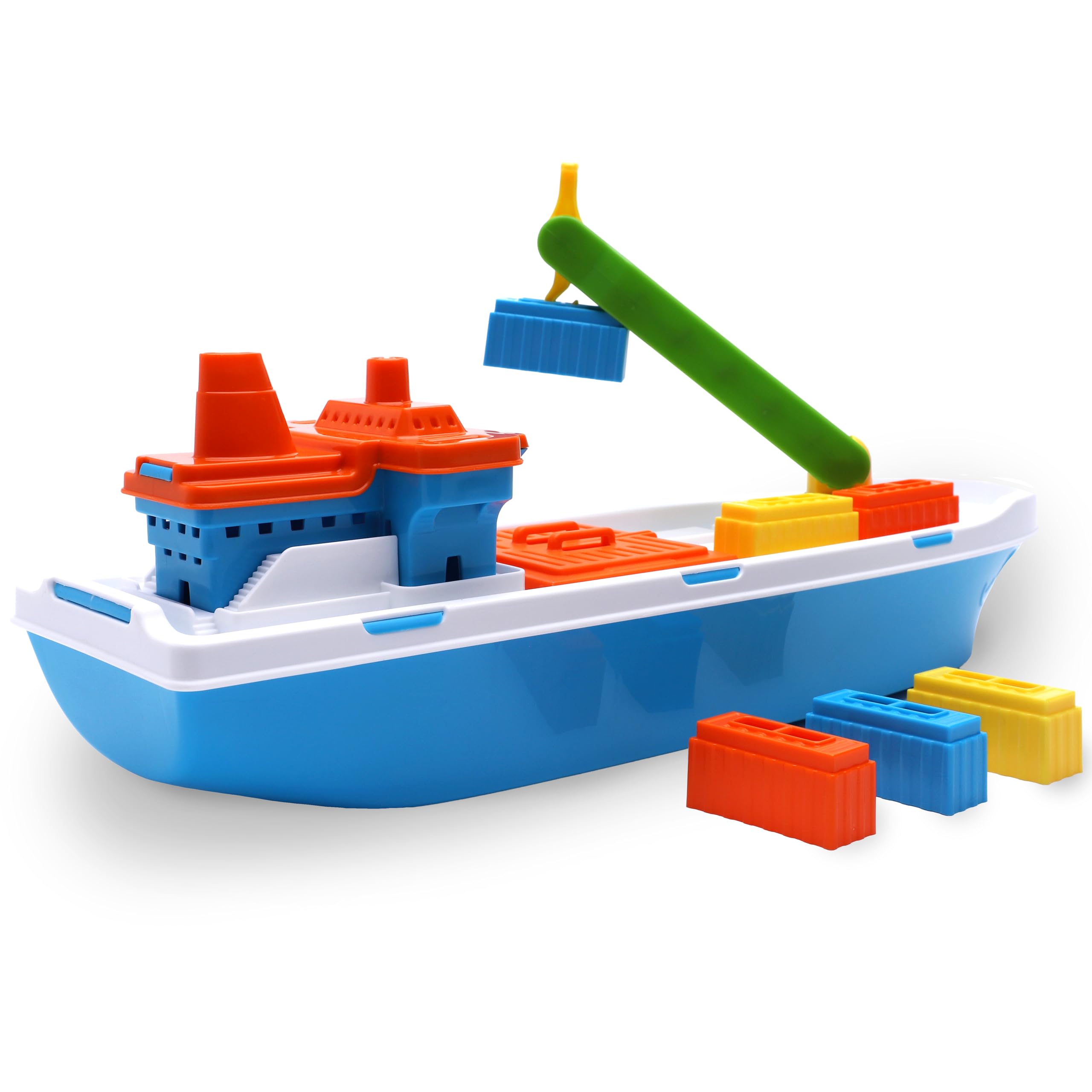 Toyland cargo ship base wheels enabling movement on surfaces and water