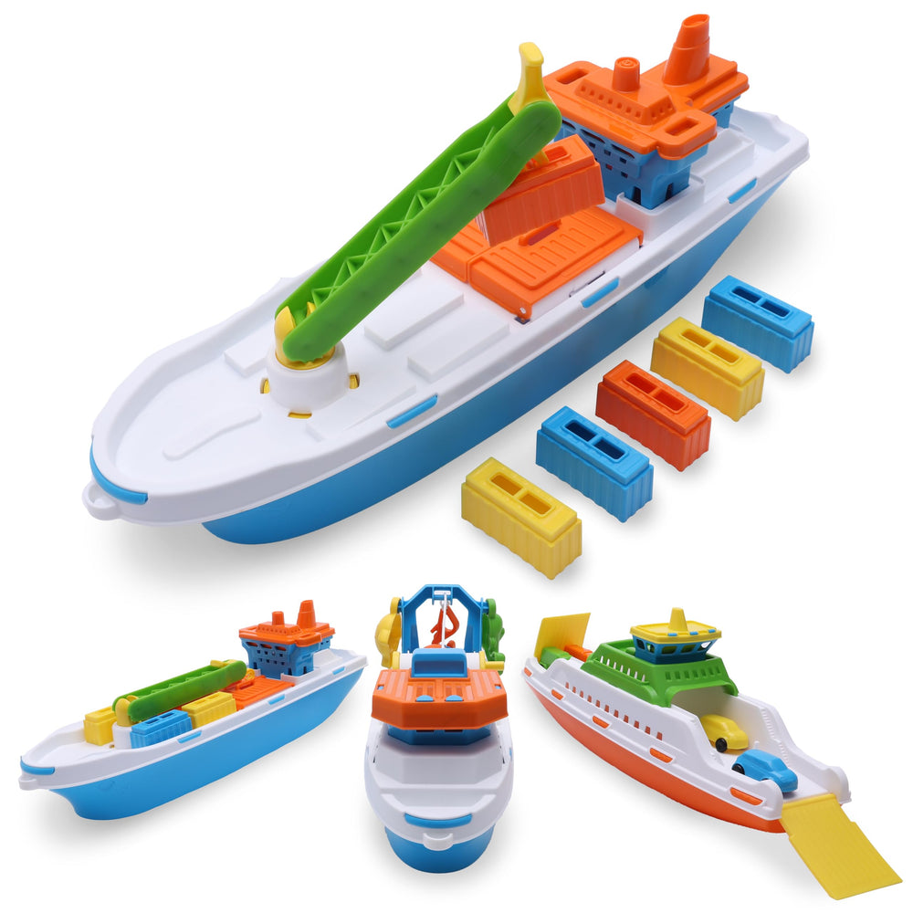 Toyland cargo ship kid-friendly design promoting imaginative maritime adventures