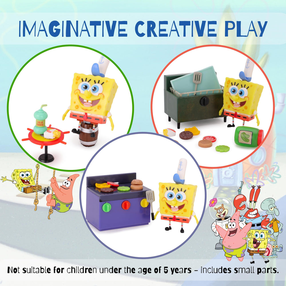 Toyland Teeny Krusty Krab condiment bottles add toppings to pretend meals.