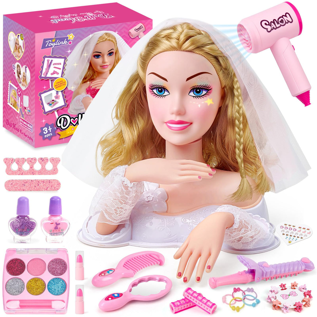 Toylink doll head bride styling kit for hours of imaginative hair fashion play
