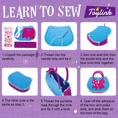 Toylink sewing kit includes six plastic needles and two yarns.