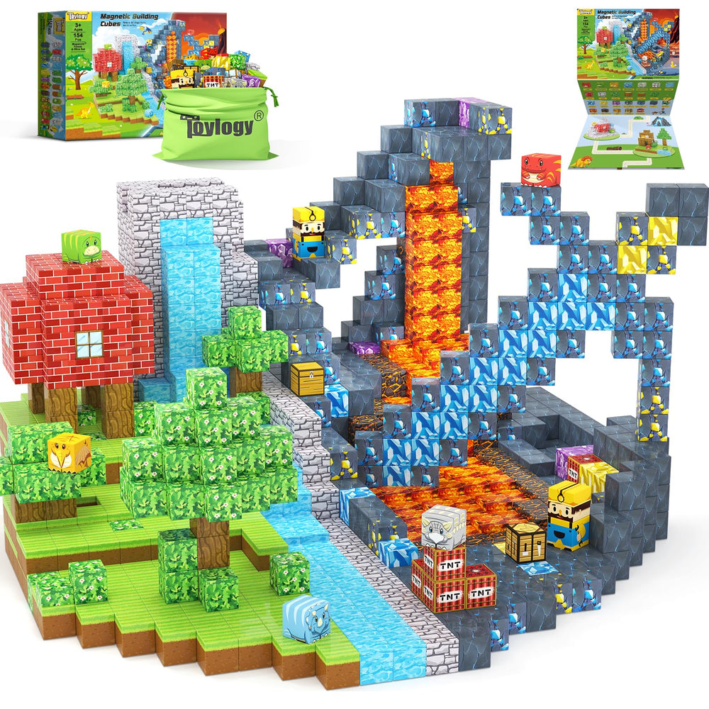 Toylogy 154PCS Dinosaur Magnetic Blocks for creative building and imaginative play