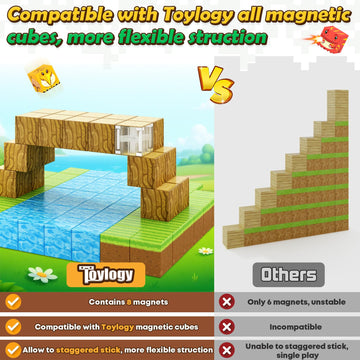 Toylogy blocks with rounded edges ensure safe hands during construction.