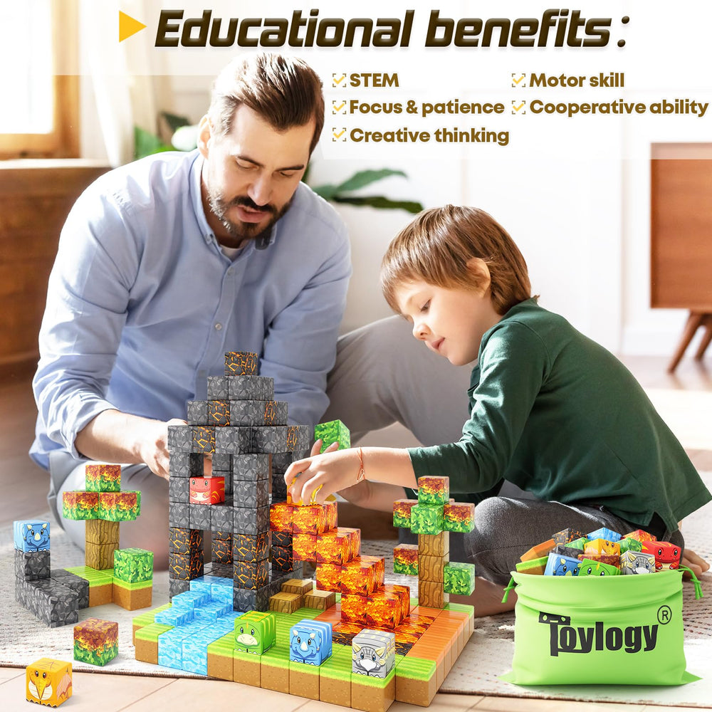 Toylogy family playtime with dino magnets for shared learning