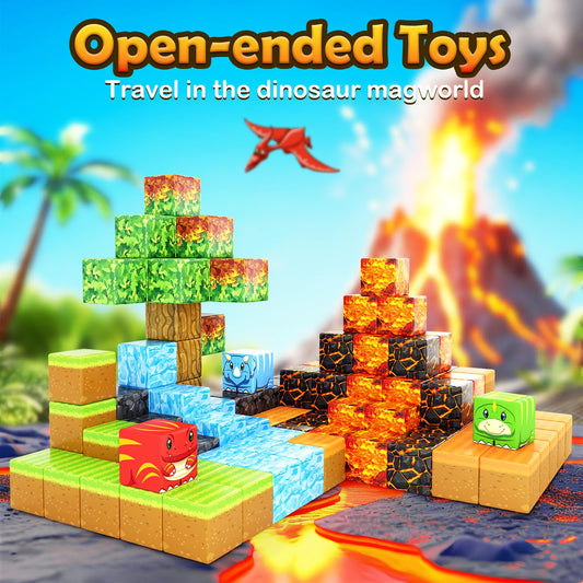 Toylogy Magnetic Blocks with dinosaurs for hands-on building and storytelling