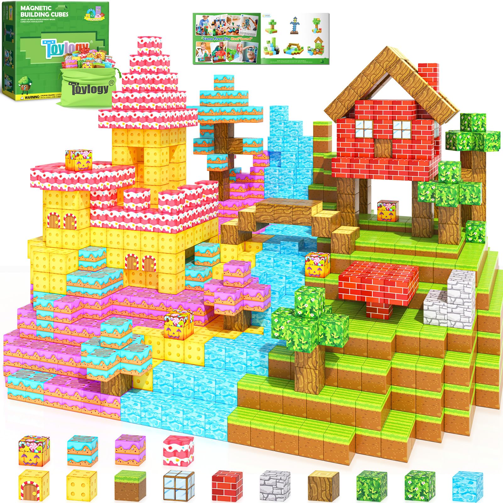 Toylogy magnetic blocks candy house for imaginative play and colorful building fun