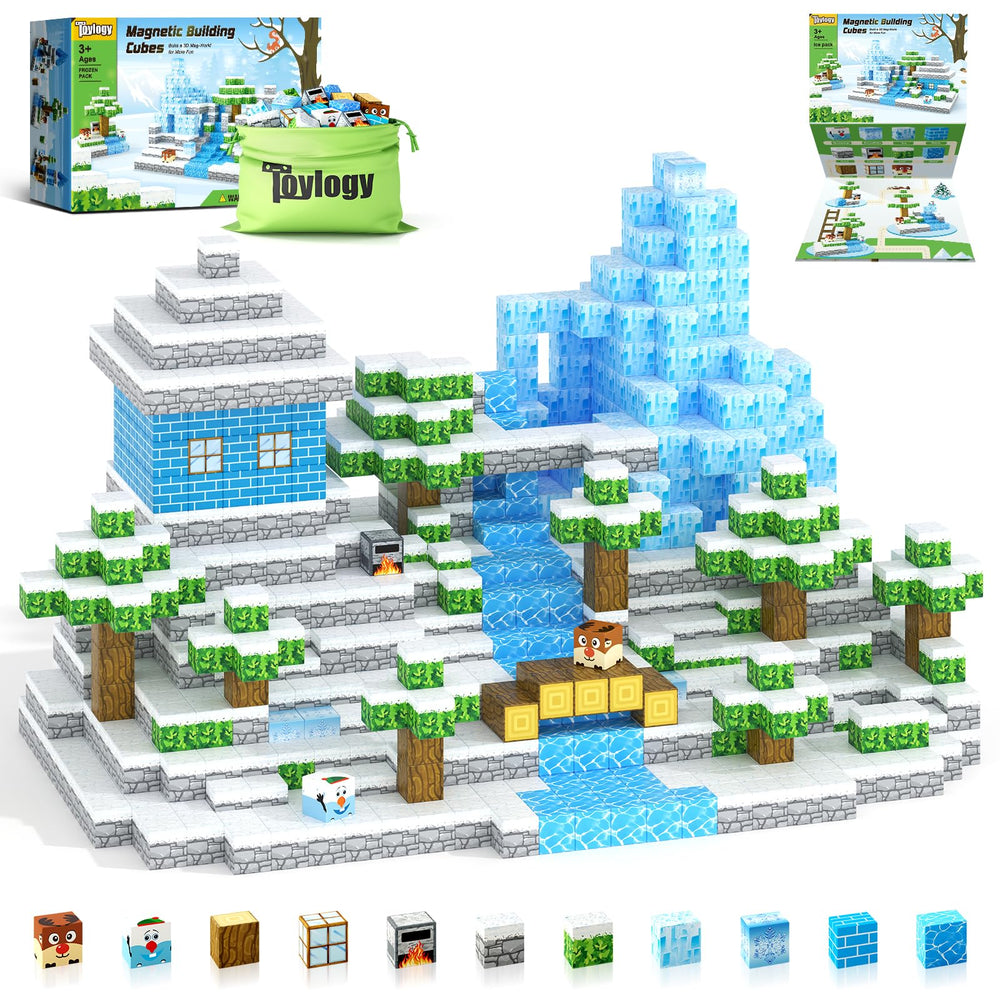 Toylogy Magnetic Blocks Ice Castle shows a winter kingdom for imaginative play.