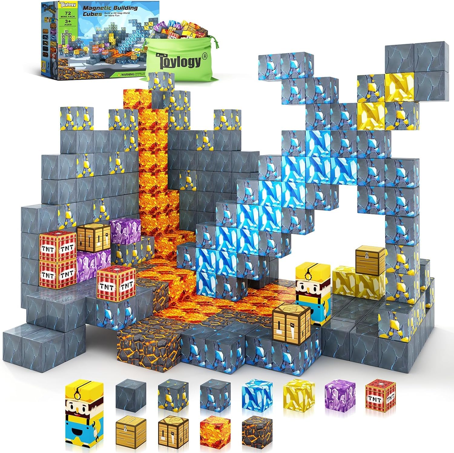 Toylogy Mine World Caverns magnetic blocks spark imagination and spatial skills.