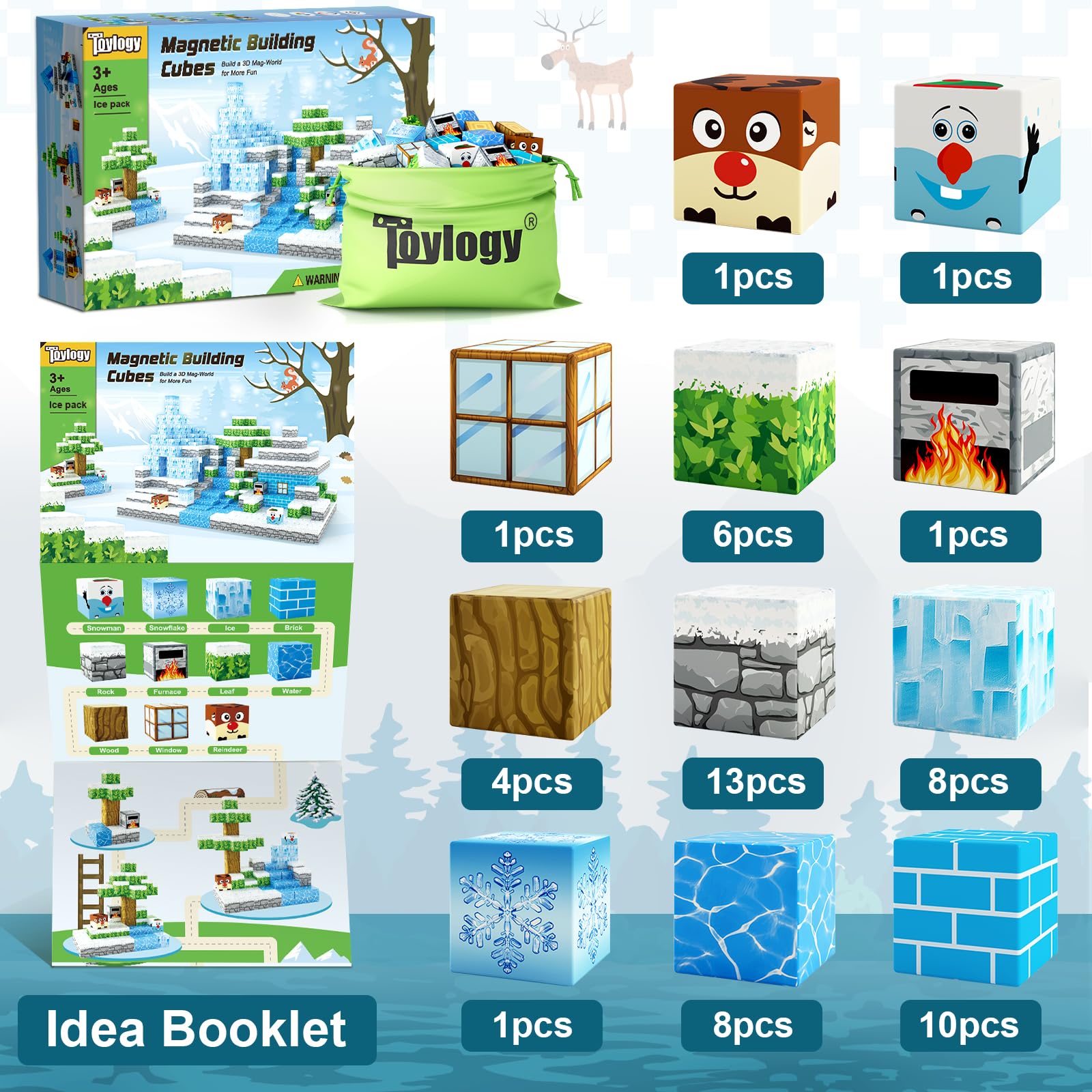 Toylogy Magnetic Blocks Safe Materials image emphasizes kid-safe, durable construction.