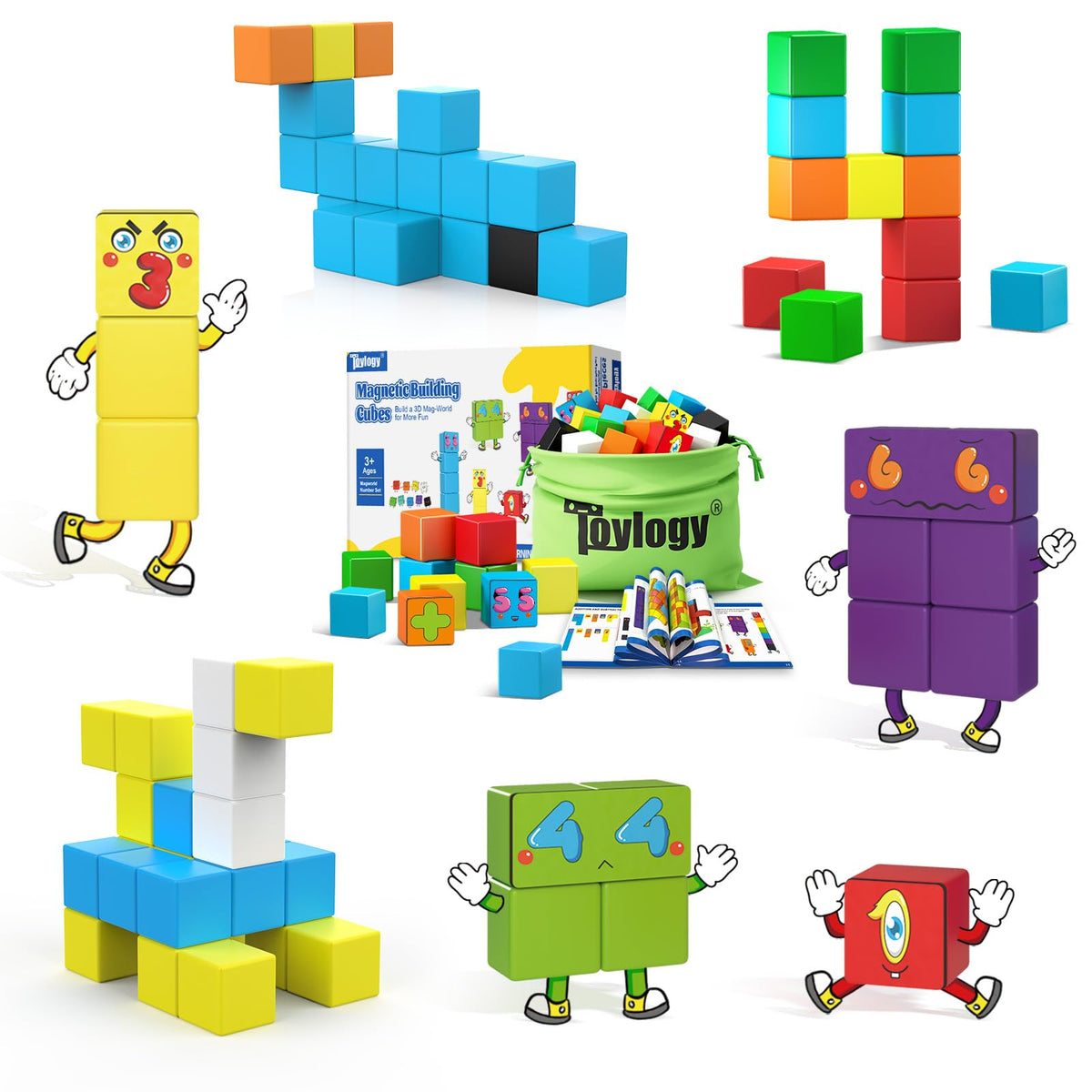 Toylogy magnetic blocks world-building kit for creative math play and STEM exploration.