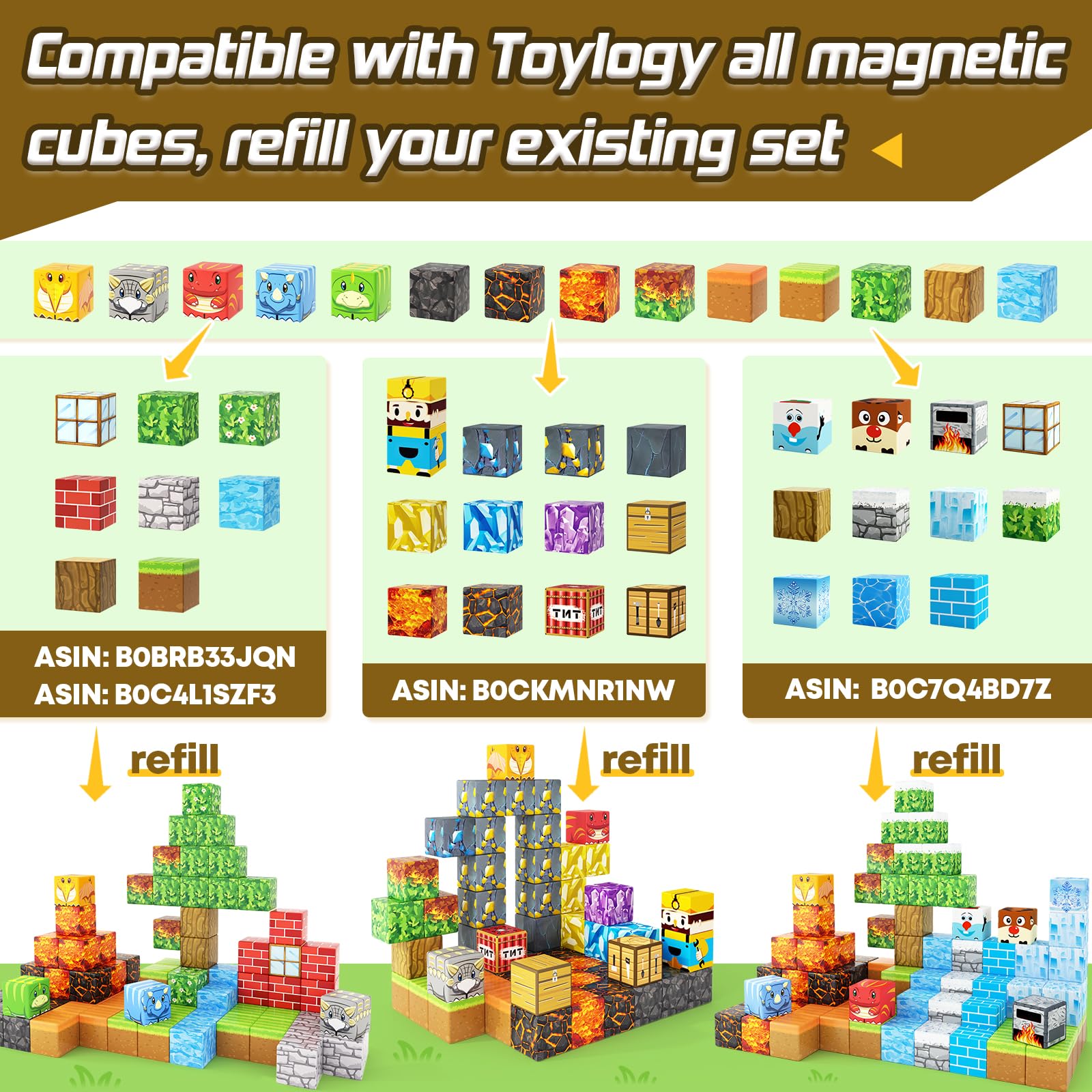 Toylogy mine magnet world dino figures for collaborative building fun