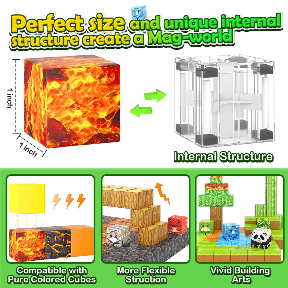 Toylogy Mine World compatibility 1-inch blocks expands play with compatible sets.