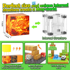 Toylogy Mine World compatibility 1-inch blocks expands play with compatible sets.