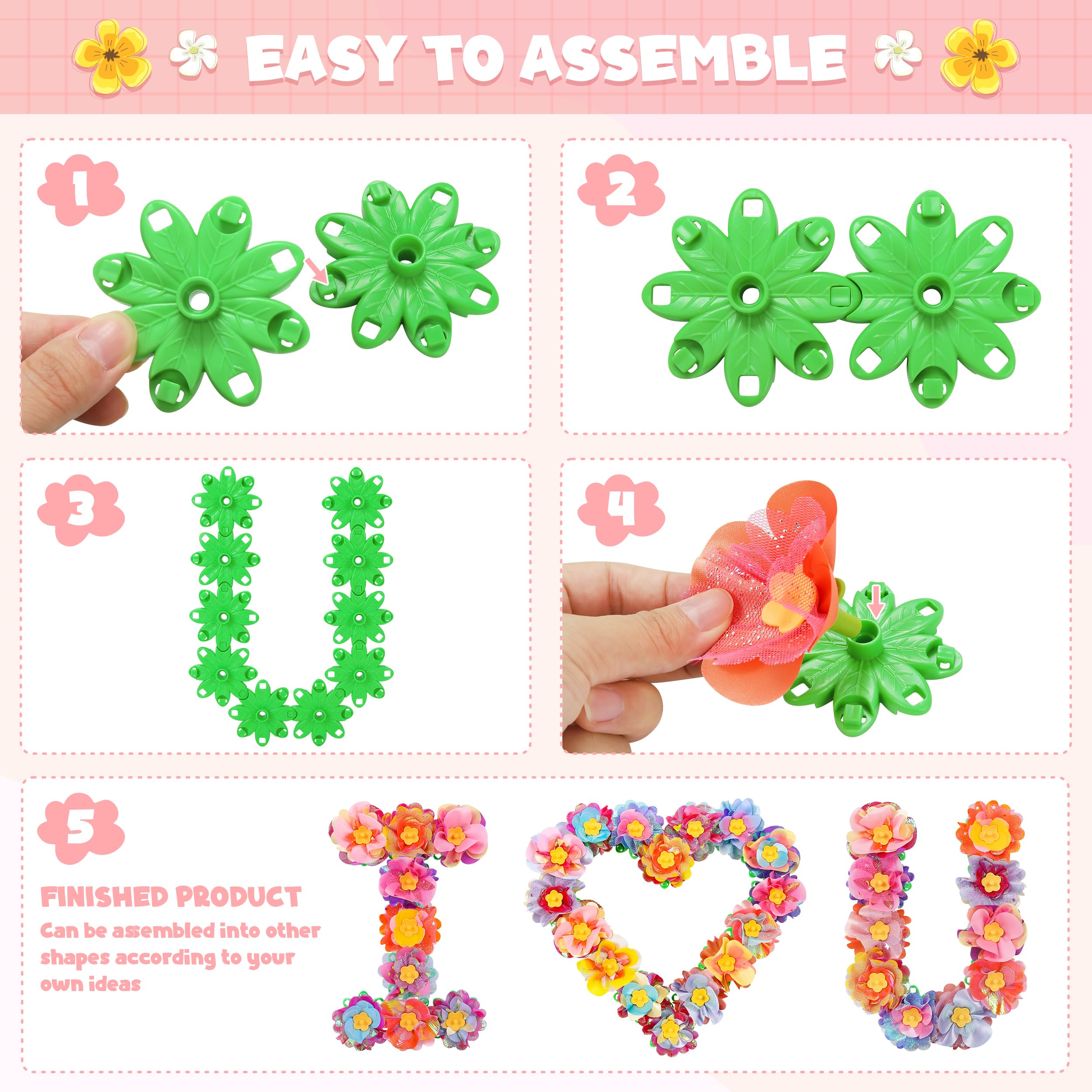 Toyly DIY splicing fun with petals attaching to the base for unique designs