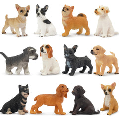 Toymany 12-piece mini dog figurines set with hand-painted realism for imaginative play