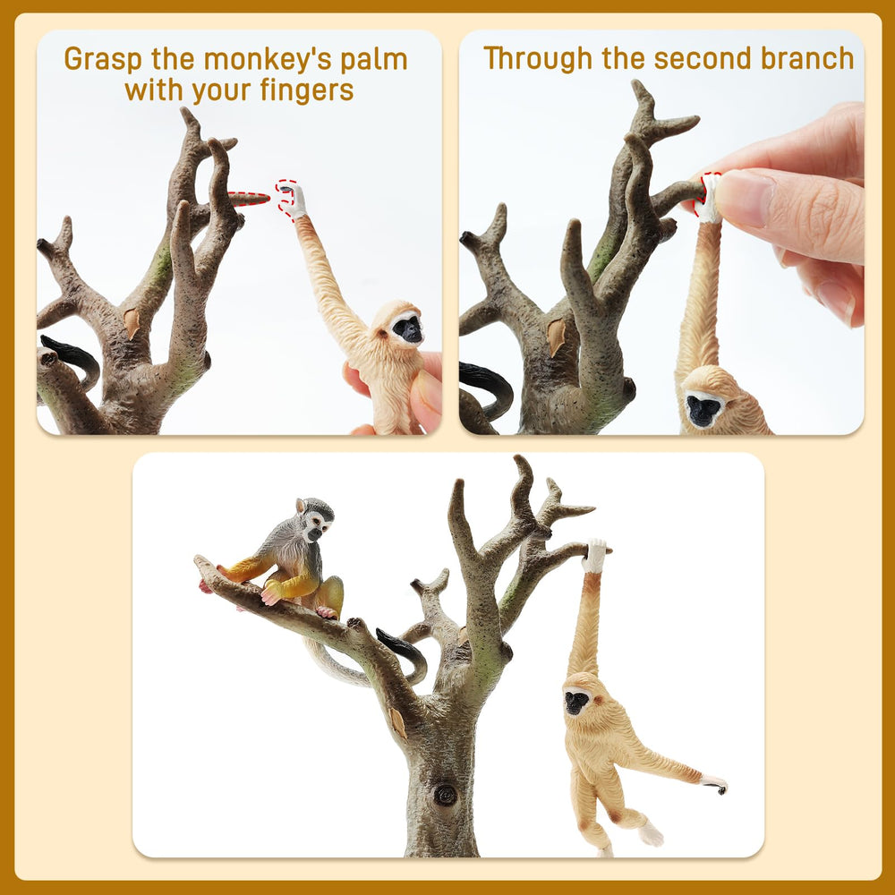 Toymany olive baboon figure complements educational animal dioramas.
