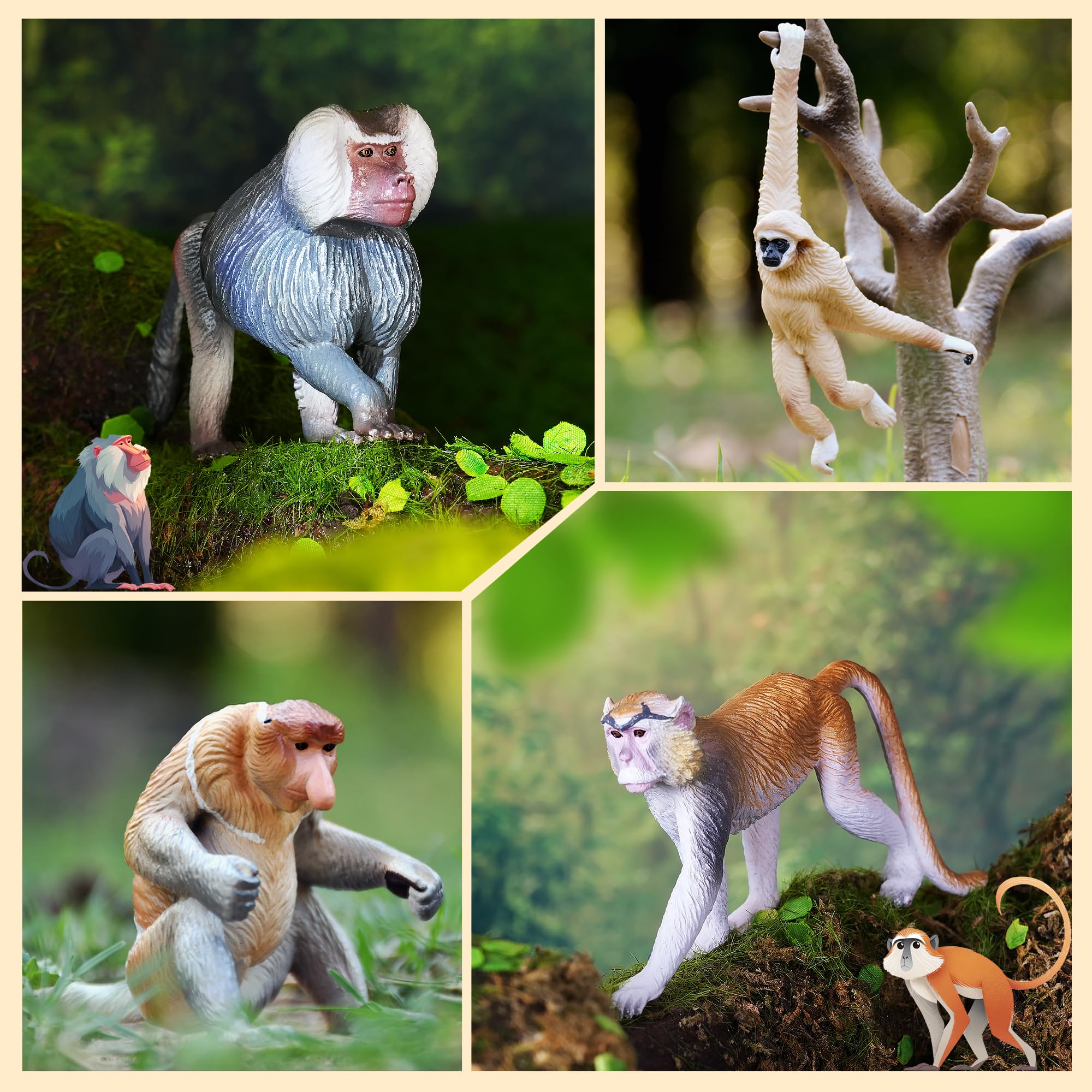 Toymany proboscis monkey figure enhances storytelling and wildlife awareness.