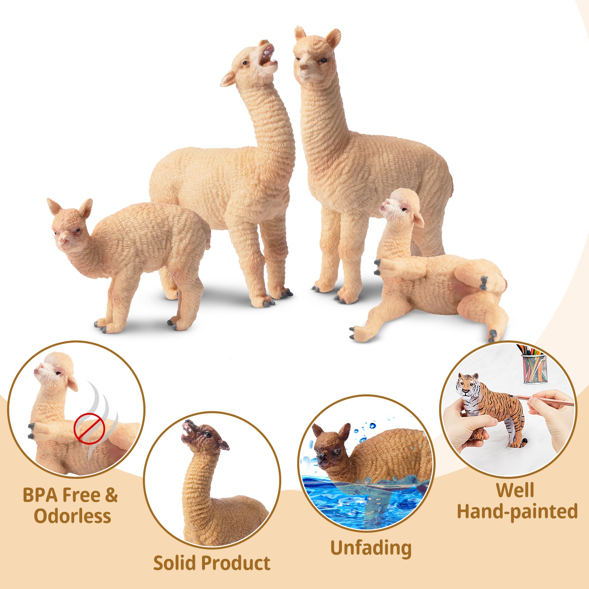 Toymany alpaca figurines with detailed painting for lifelike display