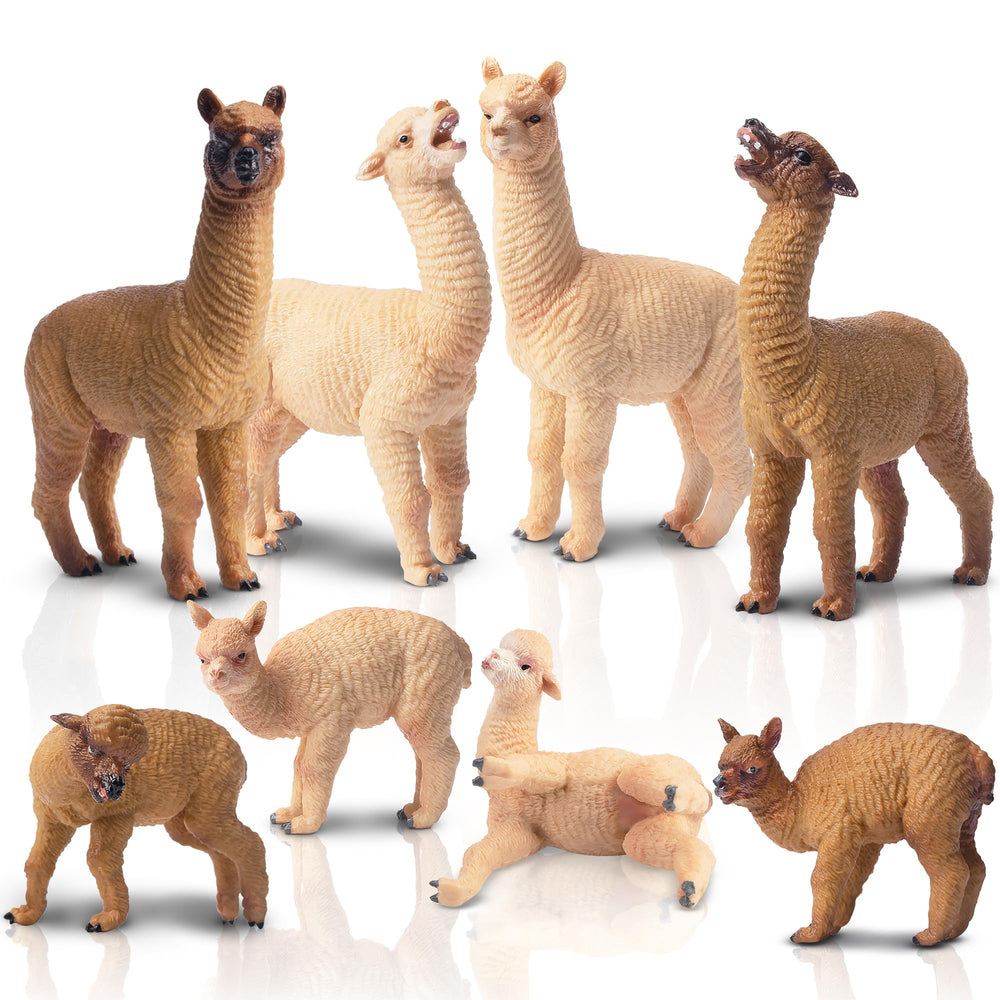 Toymany alpaca figurines 8pc set in forest scene for imaginative play
