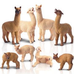Toymany alpaca figurines 8pc set in forest scene for imaginative play