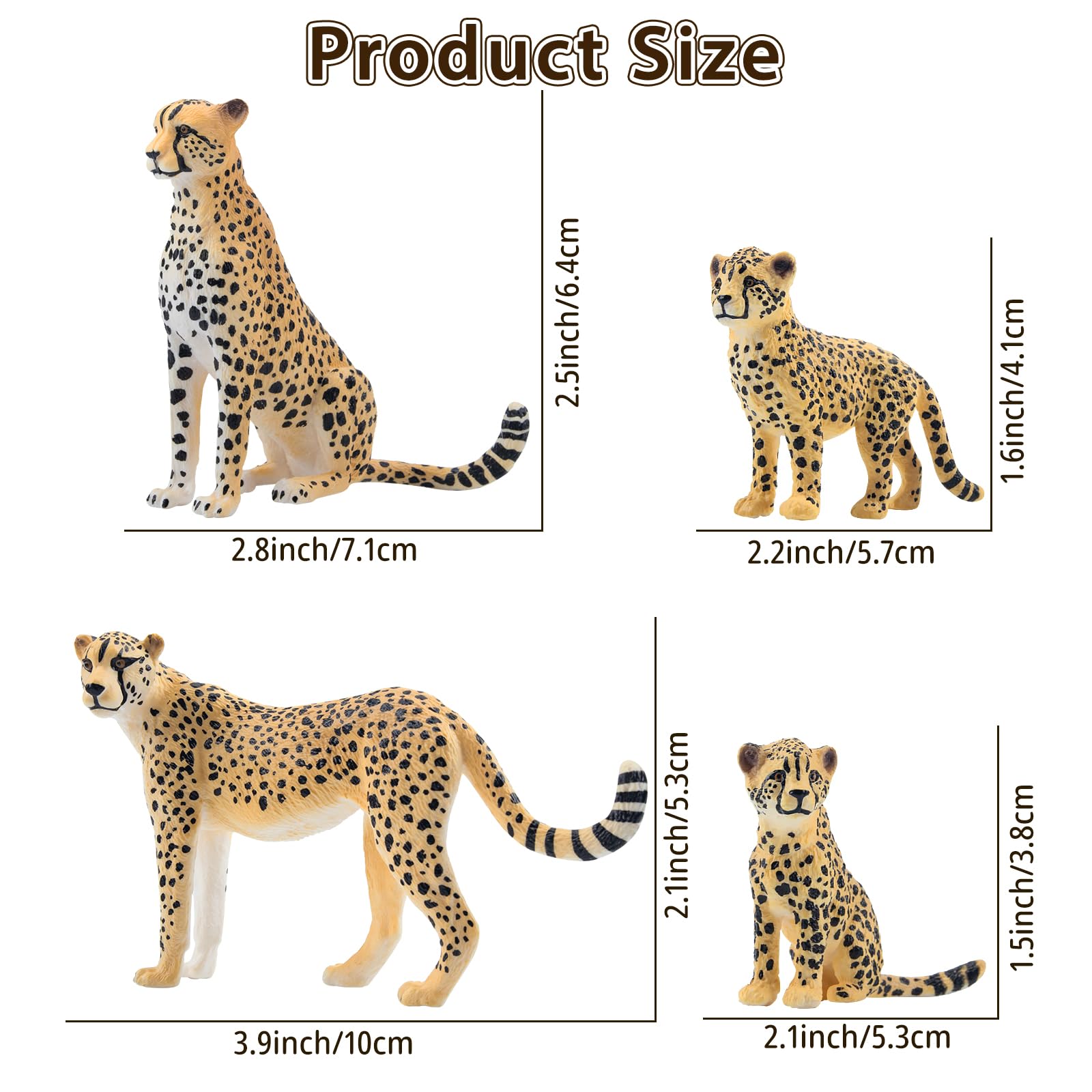 Toymany cheetah figurines walking female for storytelling prompts.
