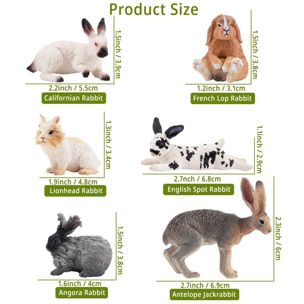 Toymany Easter bunny figure set highlights diverse breeds for learning.