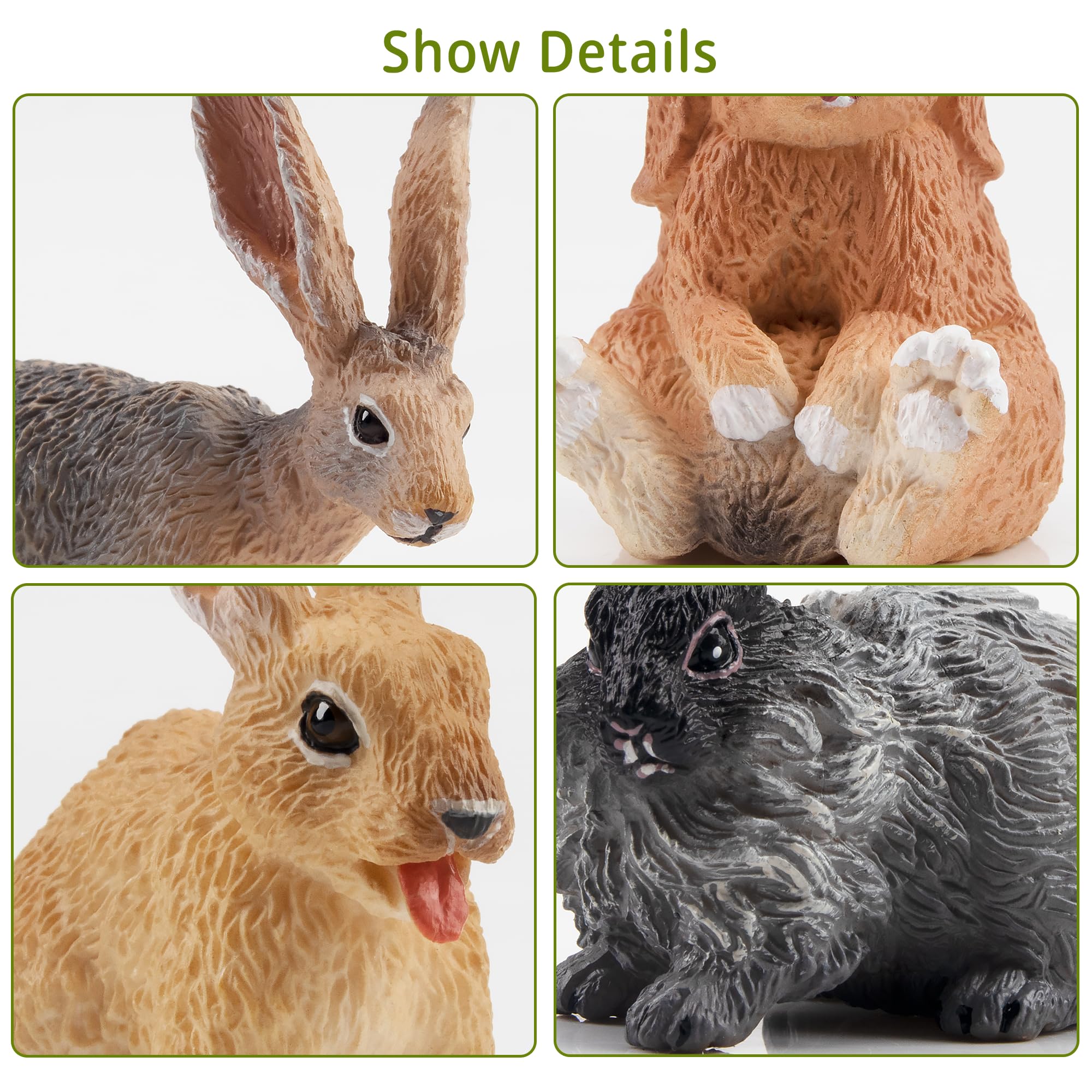 Toymany Easter bunny figure features durable PVC and safe, vivid paint.