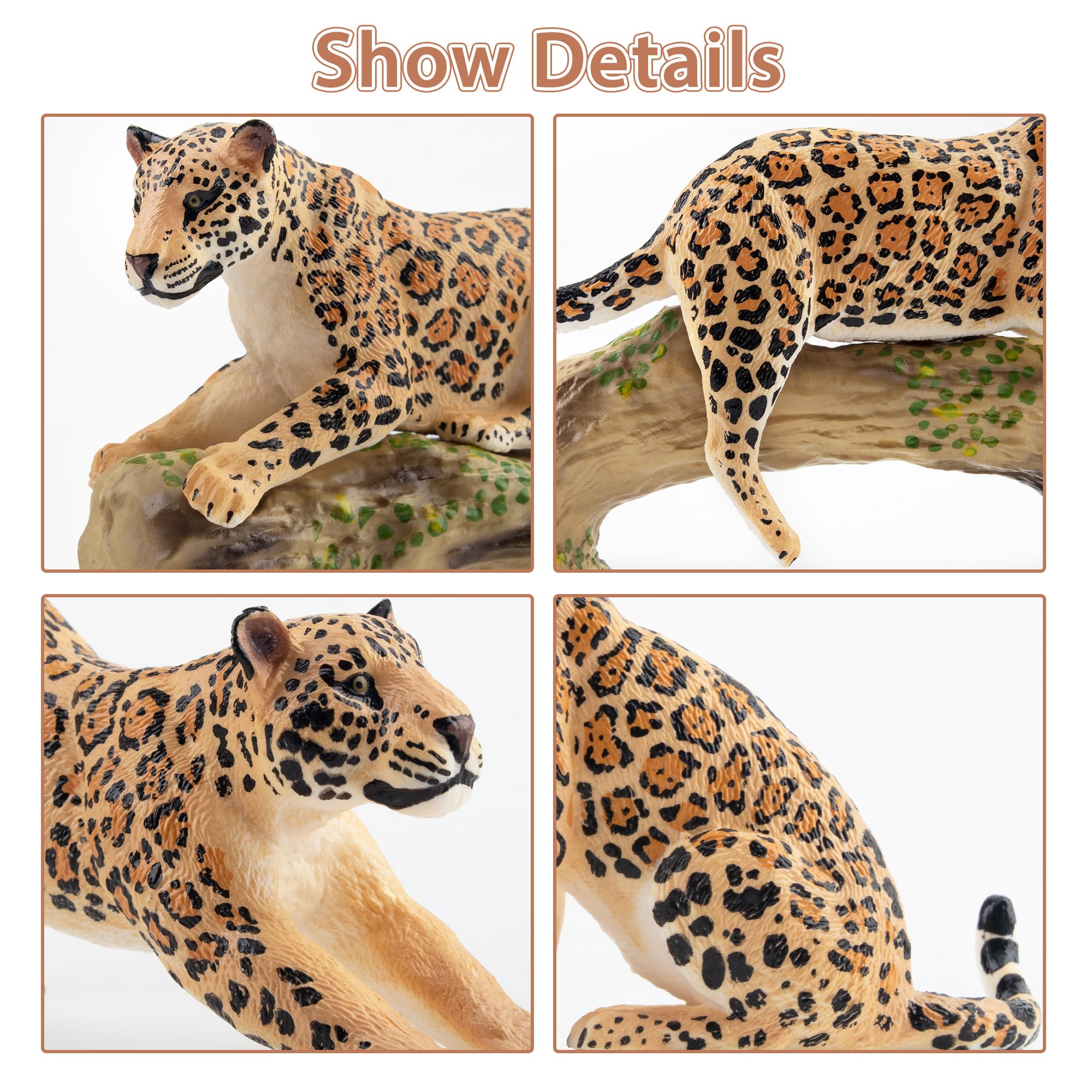 Toymany leopards figures stand upright for stable classroom displays.