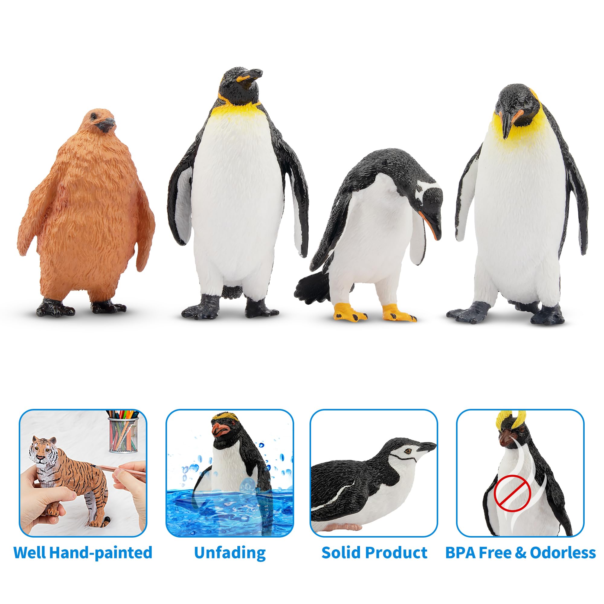 Toymany penguin figure set suitable for crafts and imaginative playtime.