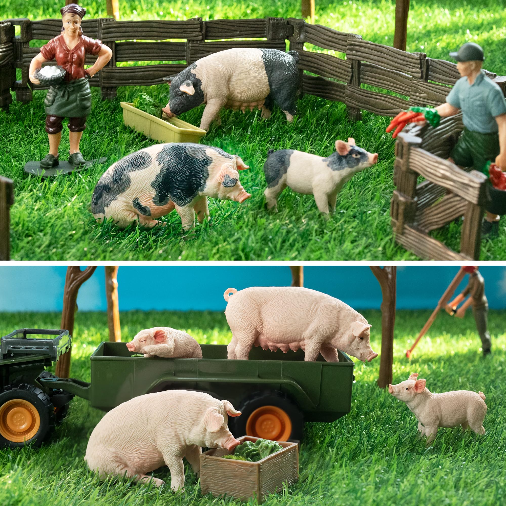 Toymany piglets and pigs figurines with detailed textures perfect for imaginative farming play