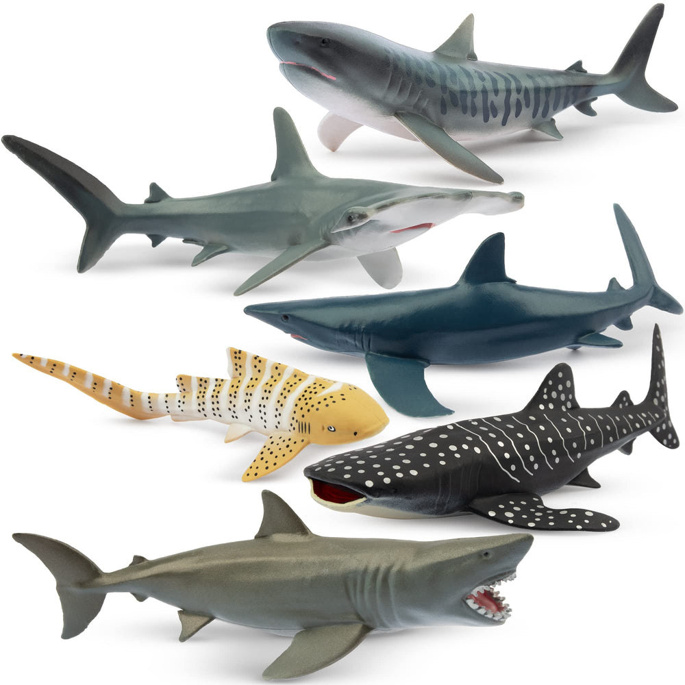 Toymany shark figurines big party set for creative play and cake toppers.
