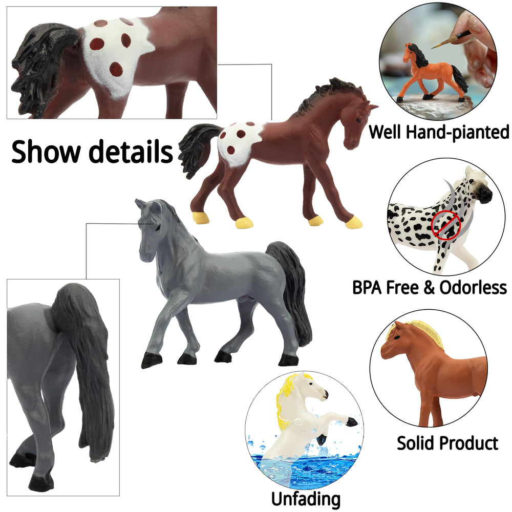 Toymany 2-3 inch horse figurines set ready for cake toppers and kids crafts