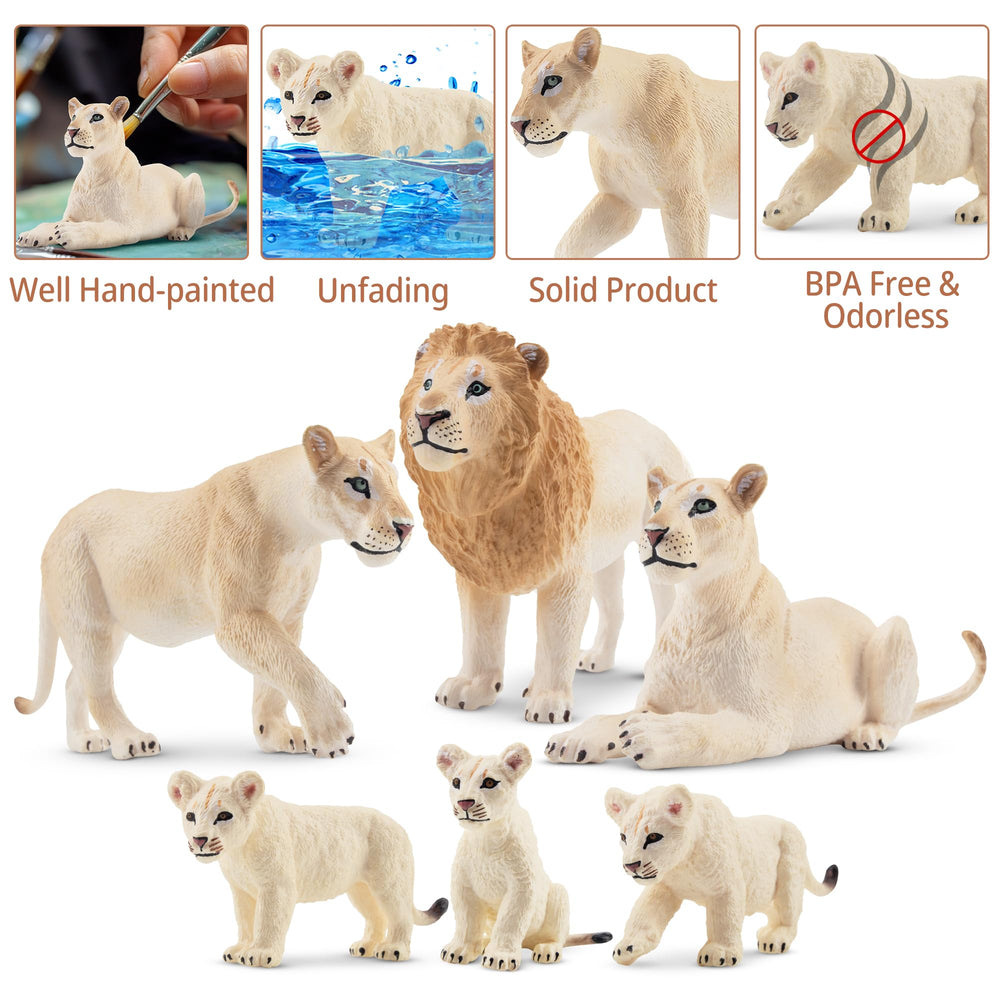 Toymany white lion figure hand-painted detail enhances vivid display