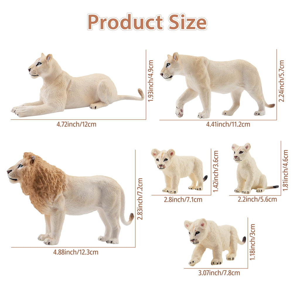 Toymany white lioness figures side view with handcrafted details for storytelling and decor