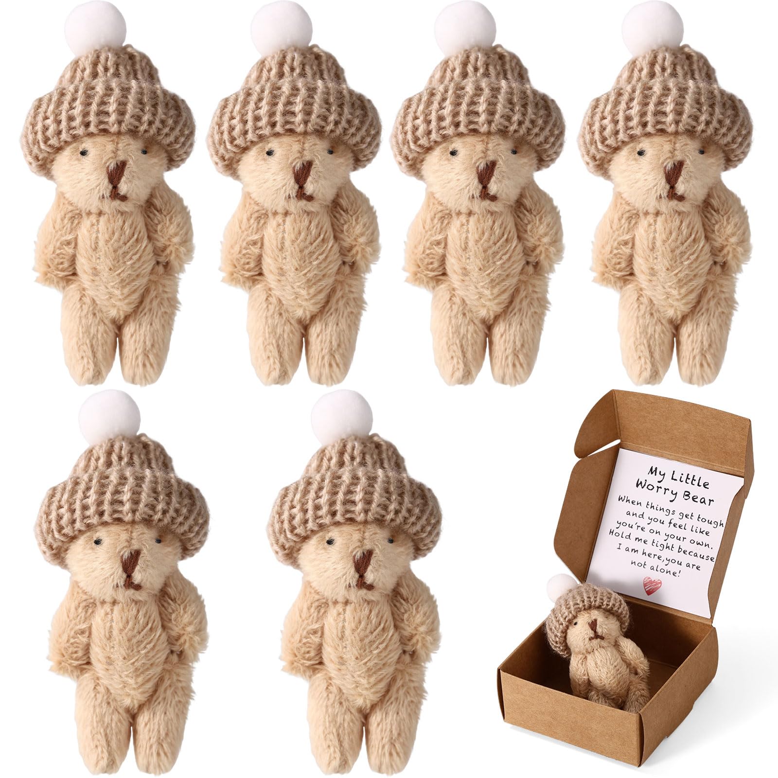 TOYMIS six mini plush bears in gift boxes, soft and huggable for gifting.