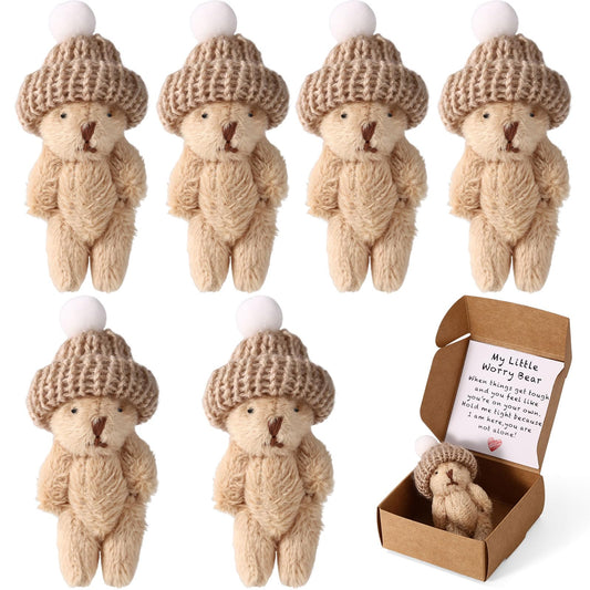 TOYMIS six mini plush bears in gift boxes, soft and huggable for gifting.